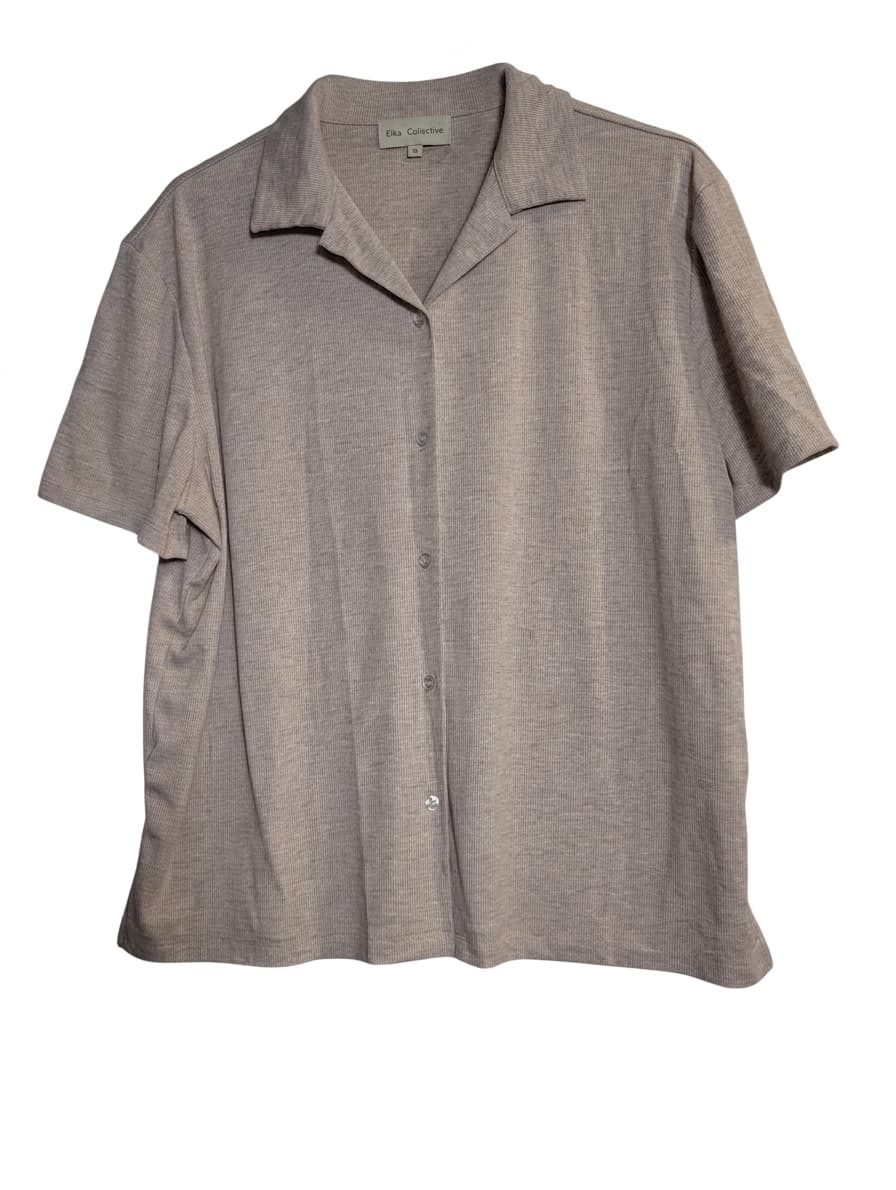 Elka Collective Ribbed Button Down Shirt Beige Size 10 — photo 1 of 7