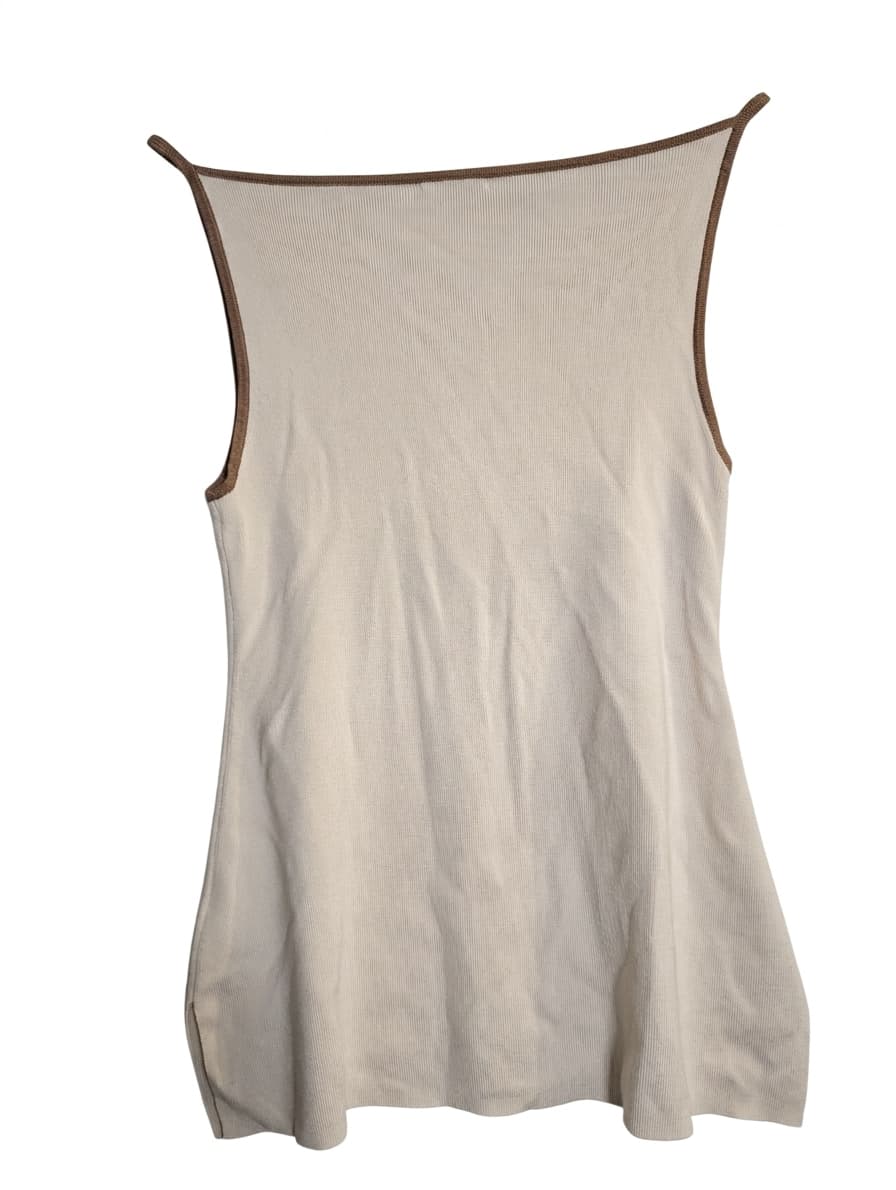 Elka Collective Ribbed Knit Tank Top Cream & Brown Size 10 — photo 1 of 6