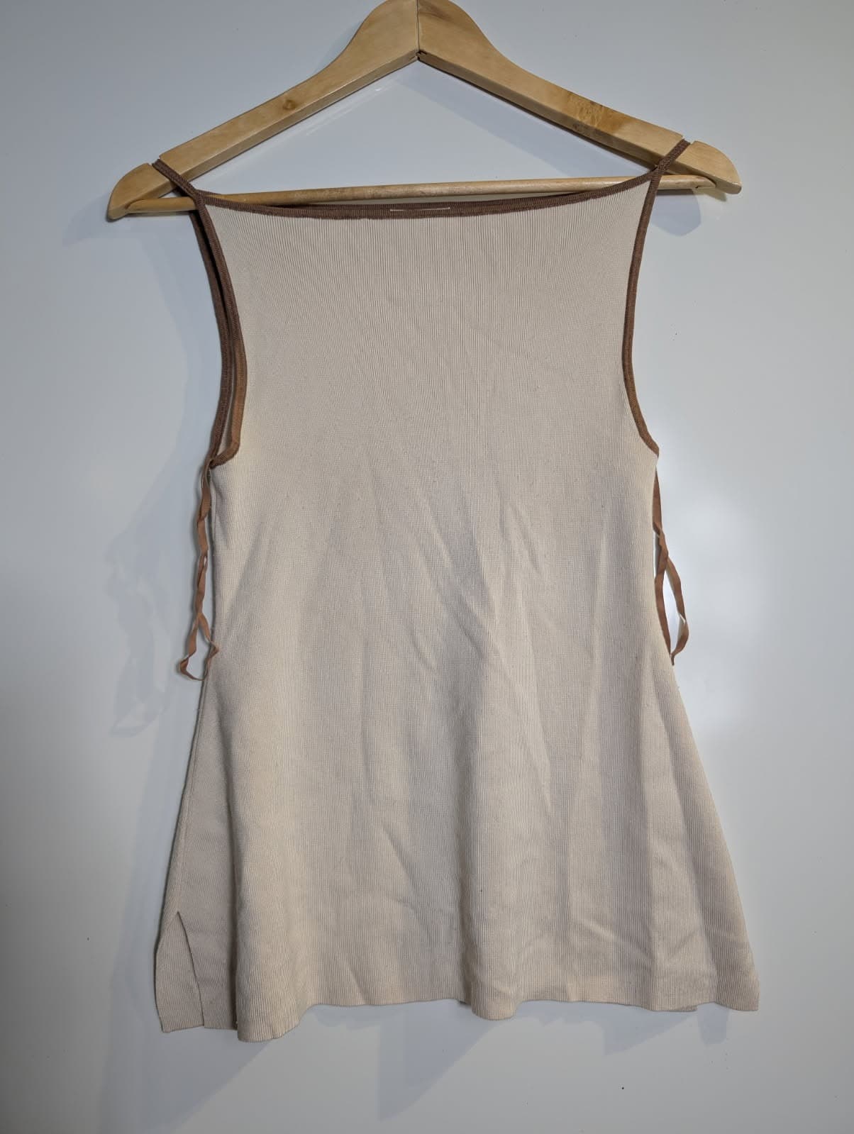 Elka Collective Ribbed Knit Tank Top Cream & Brown Size 10 — photo 3 of 6