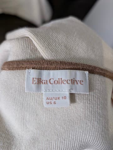 Elka Collective Ribbed Knit Tank Top Cream & Brown Size 10 — photo 5 of 6