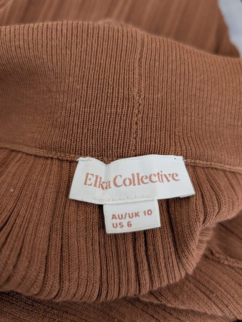Elka Collective Ribbed Knit Trousers Brown Women's AU 10 — photo 3 of 9