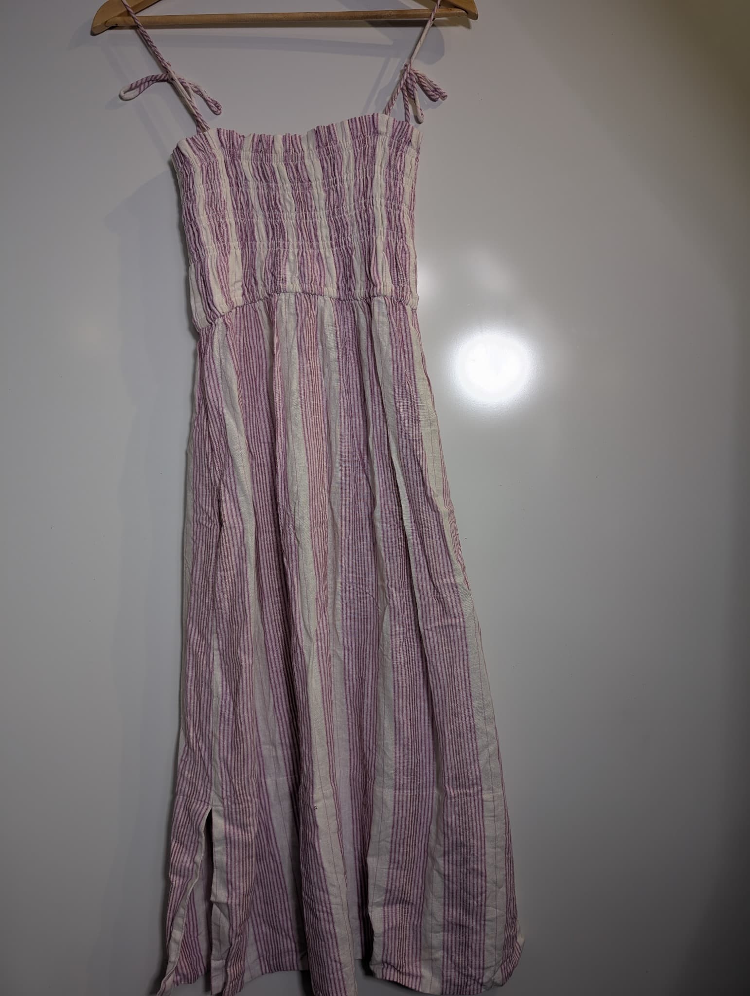 Elka Collective Smocked Striped Midi Dress Purple and White Size 10 — photo 4 of 8