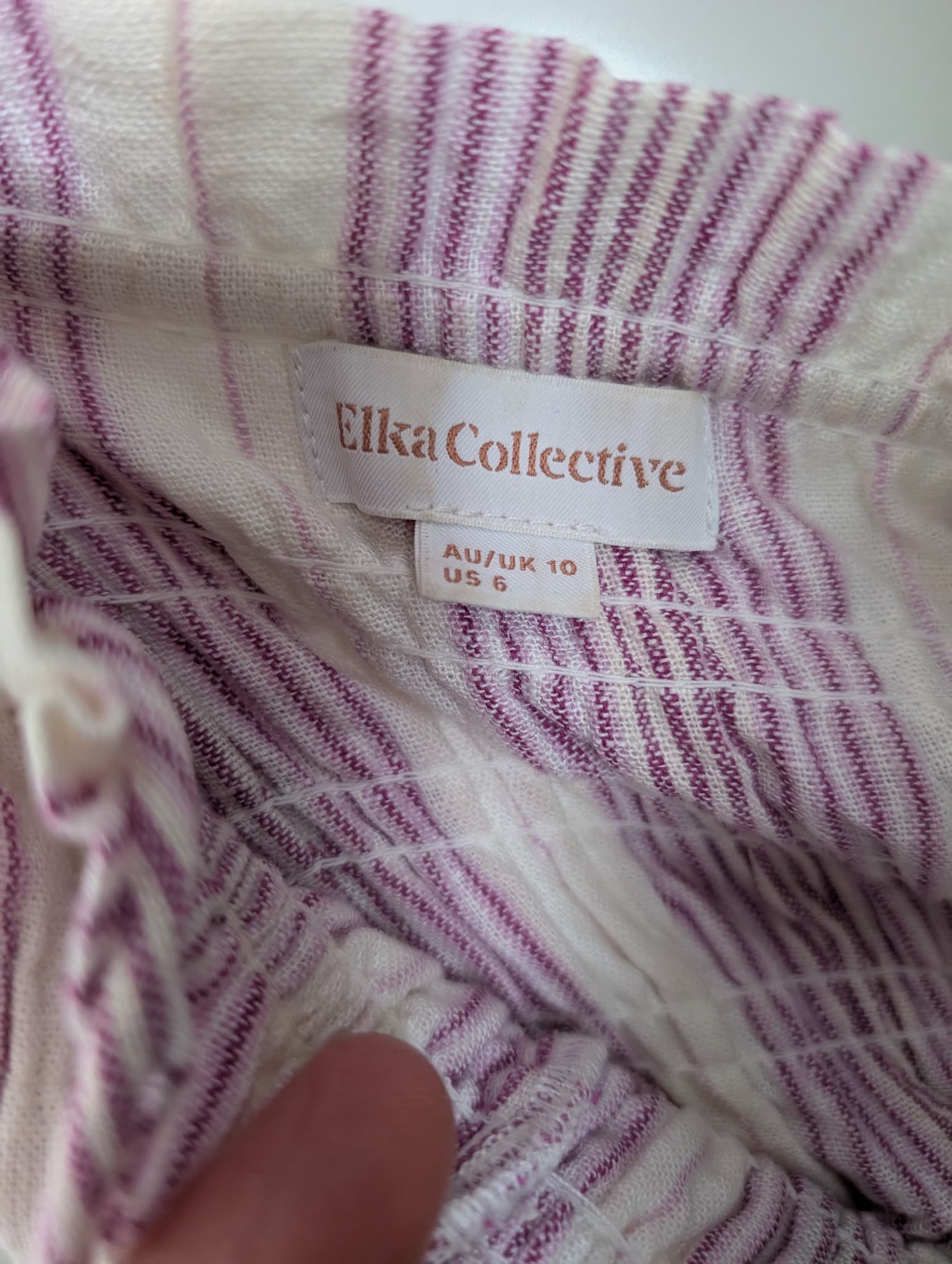 Elka Collective Smocked Striped Midi Dress Purple and White Size 10 — photo 6 of 8