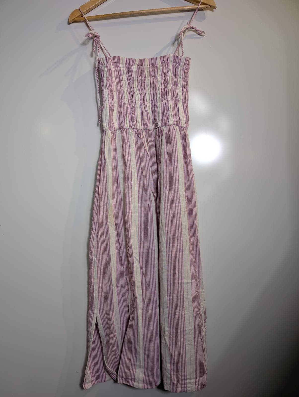 Elka Collective Striped Smocked Midi Dress Pink & White AU 10 — photo 8 of 8