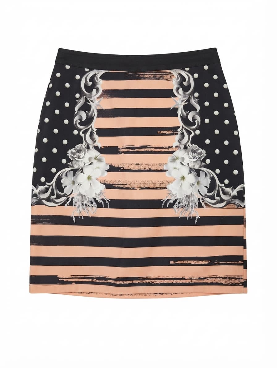Emma Cook Floral Polka Dot Striped Skirt Size 10 — photo 1 of 12