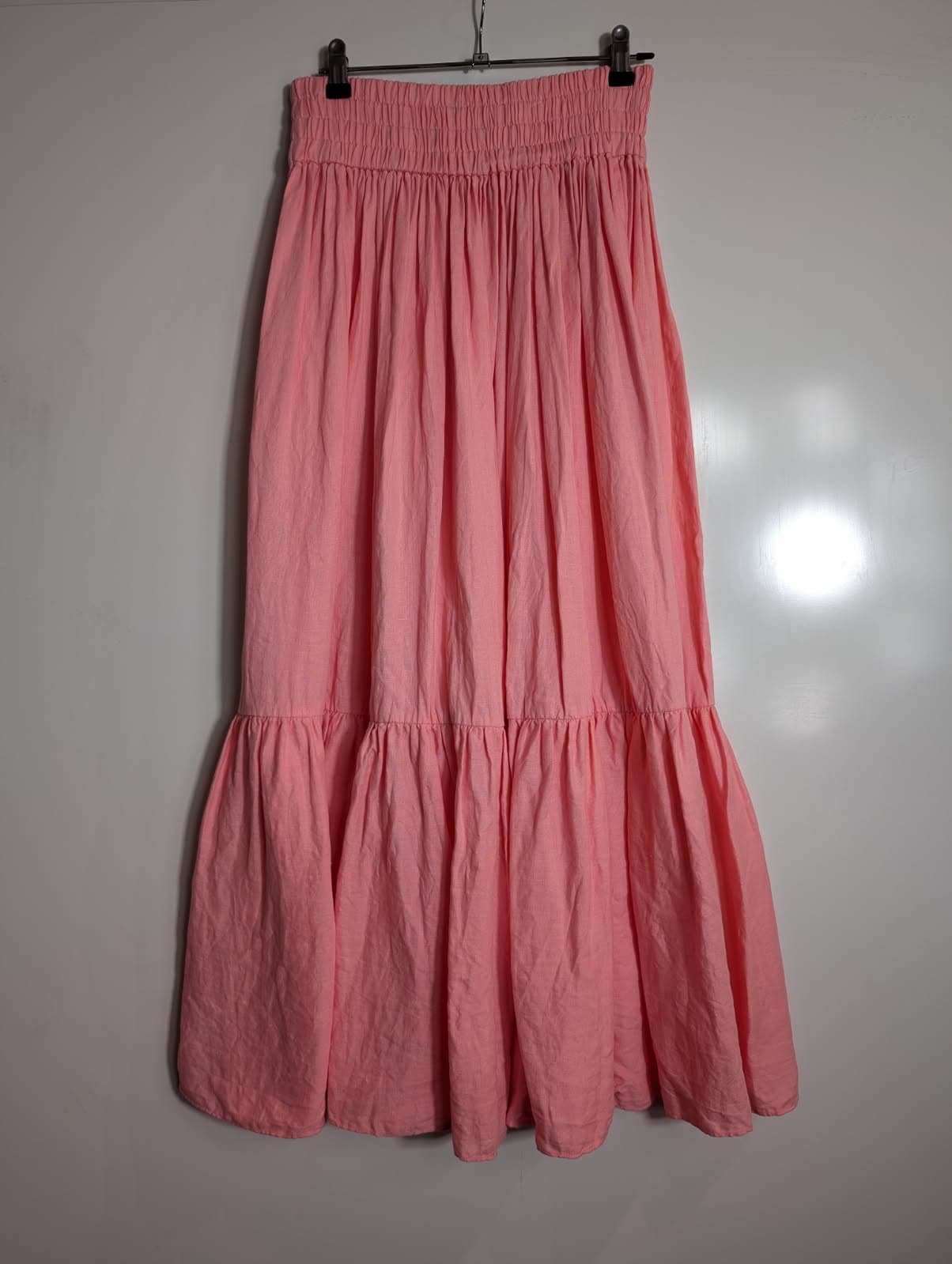 Ephemera Tiered Maxi Skirt Pink Linen AU 8 — photo 2 of 4