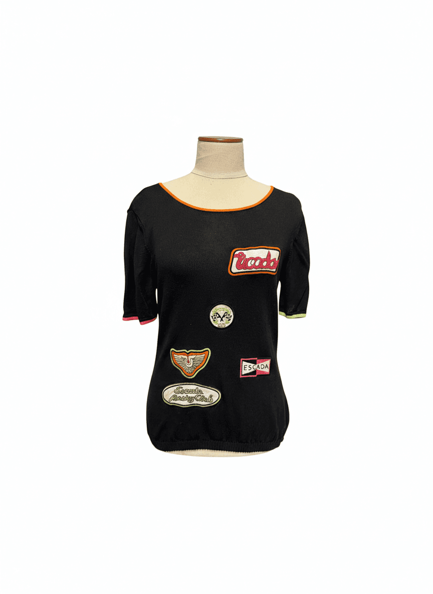 Escada Racing Club Black Short Sleeve Knit Top Size 36 — photo 1 of 10