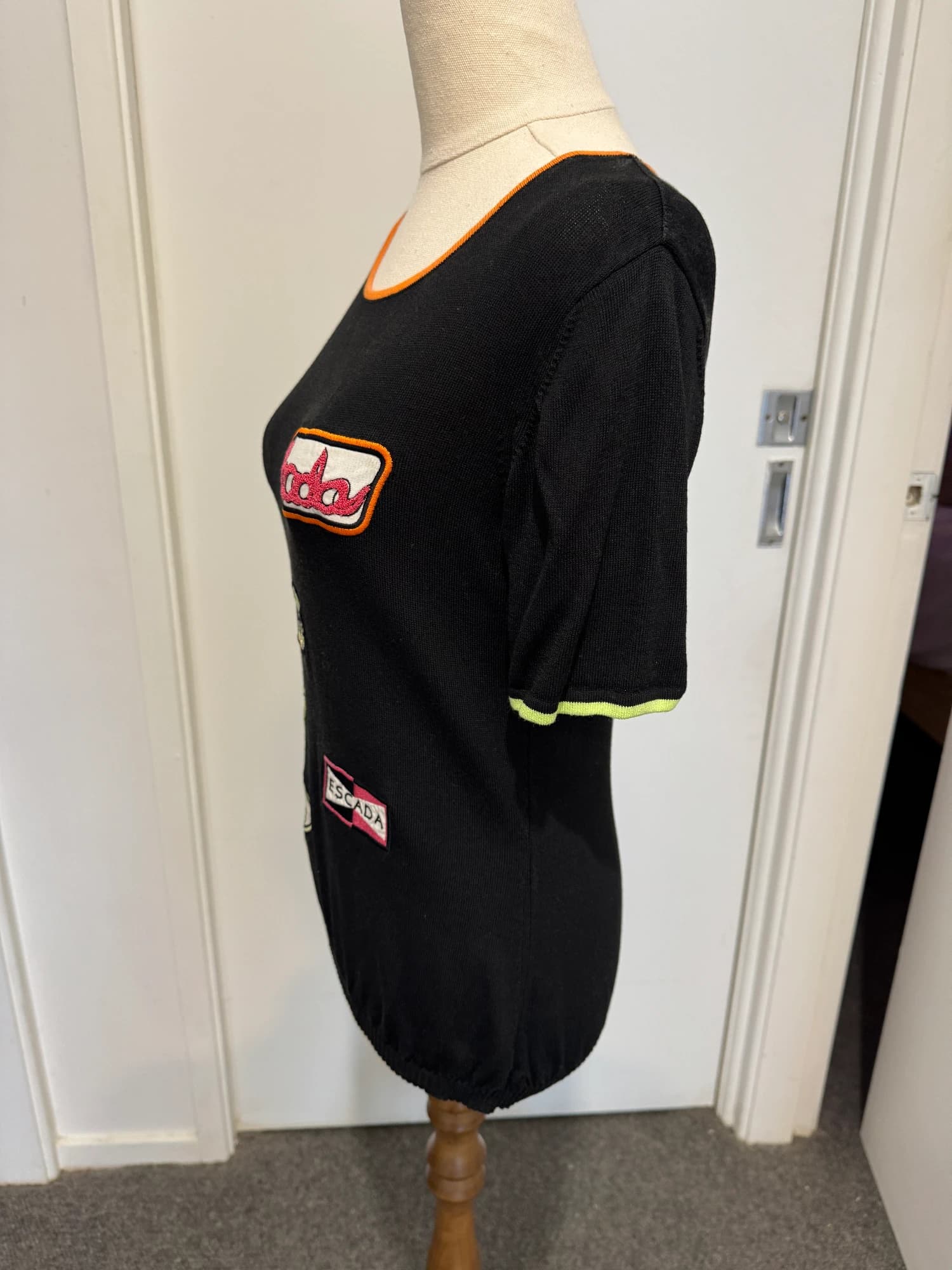 Escada Racing Club Black Short Sleeve Knit Top Size 36 — photo 3 of 10