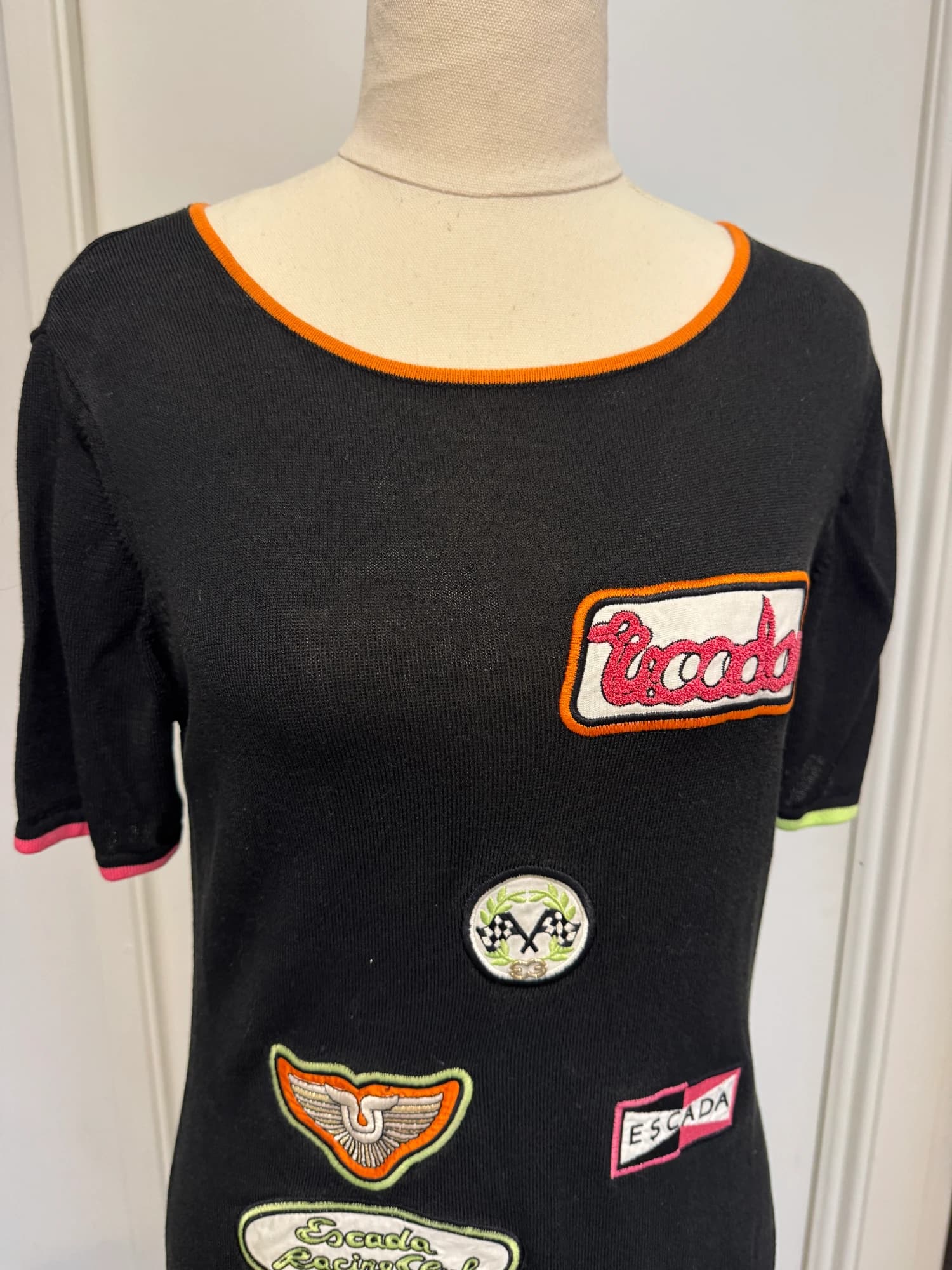 Escada Racing Club Black Short Sleeve Knit Top Size 36 — photo 6 of 10