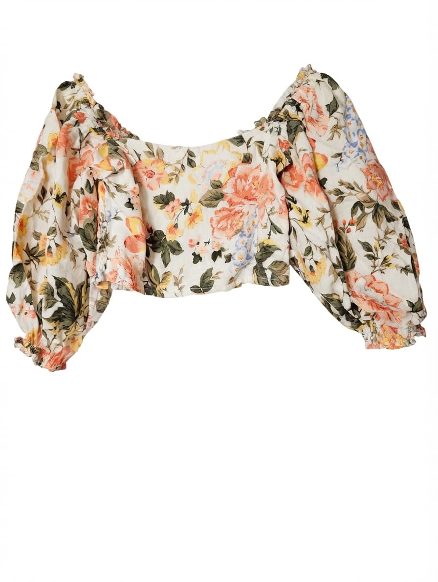 Faithfull the Brand Floral Puff Sleeve Crop Top AU 10 — photo 1 of 8