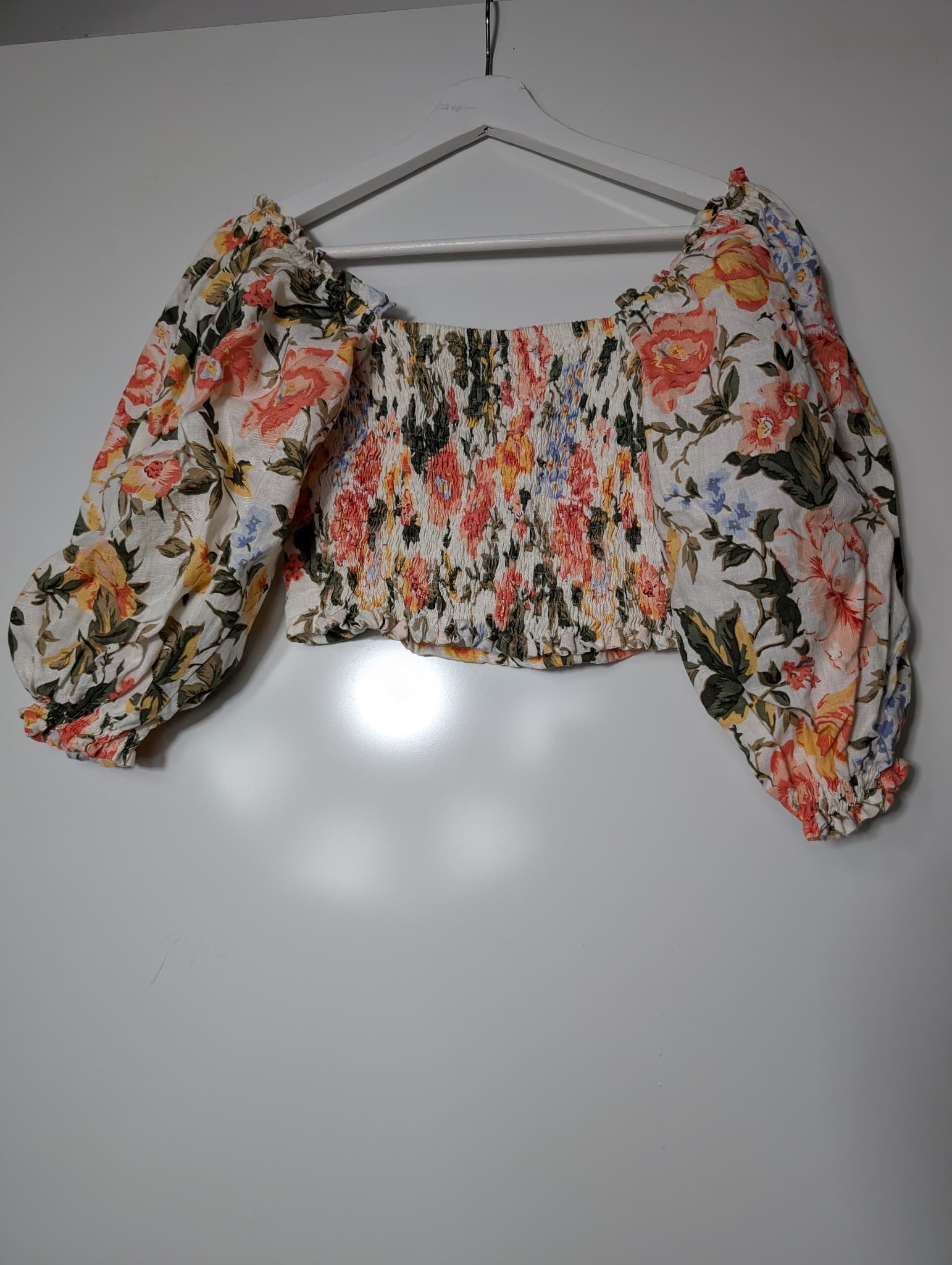 Faithfull the Brand Floral Puff Sleeve Crop Top AU 10 — photo 5 of 8