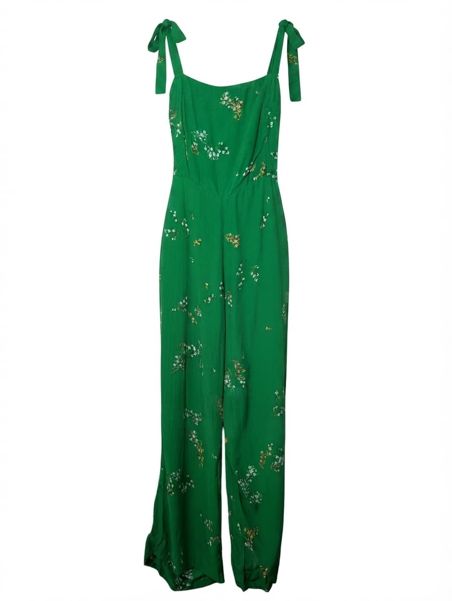 Faithfull the Brand Green Floral Tie-Strap Jumpsuit AU 8 — photo 1 of 8