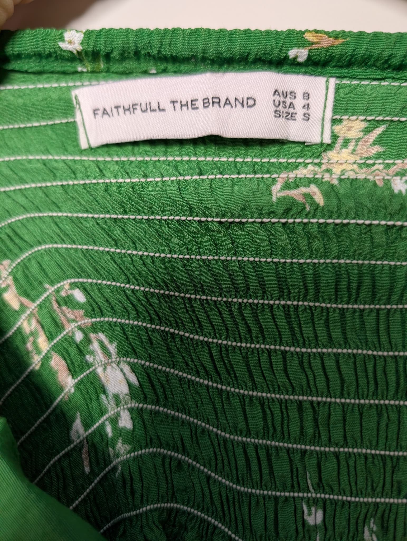 Faithfull the Brand Green Floral Tie-Strap Jumpsuit AU 8 — photo 6 of 8