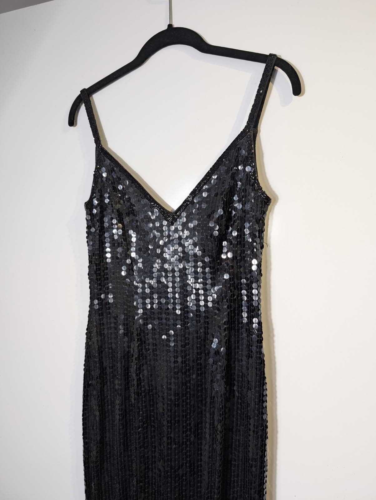 Famory Sequin V-Neck Maxi Dress Black Evening Gown — photo 3 of 6