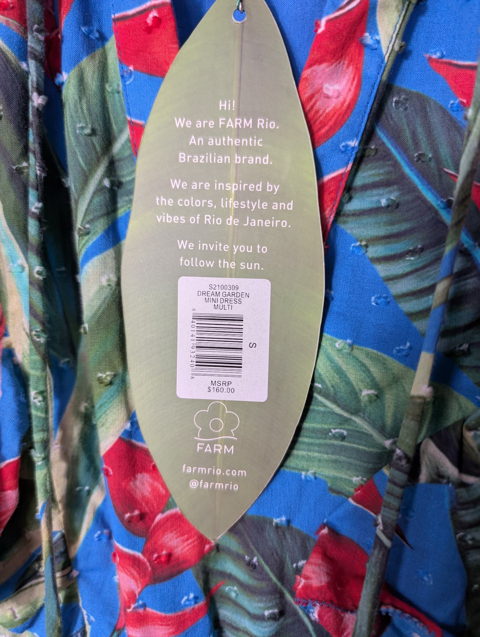 Farm Rio Dream Garden Mini Dress Tropical Floral Print Size S — photo 6 of 10