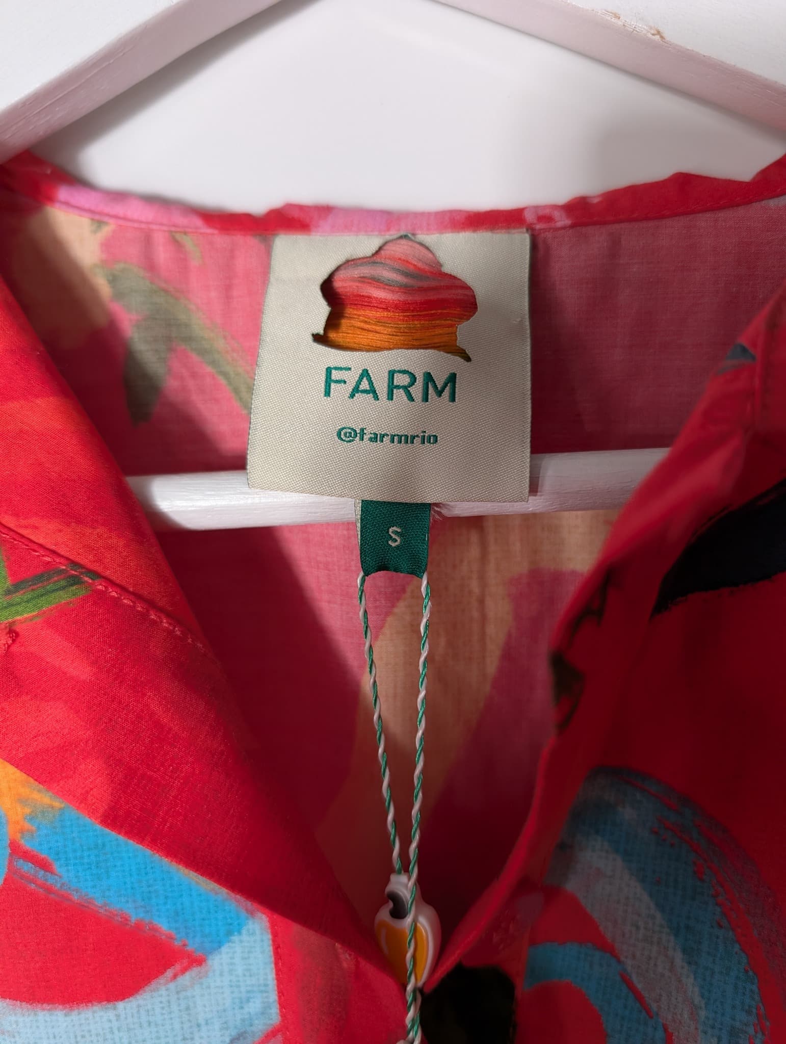 Farm Rio Tropical Fruit Print Mini Shirt Dress Red Size S — photo 4 of 10