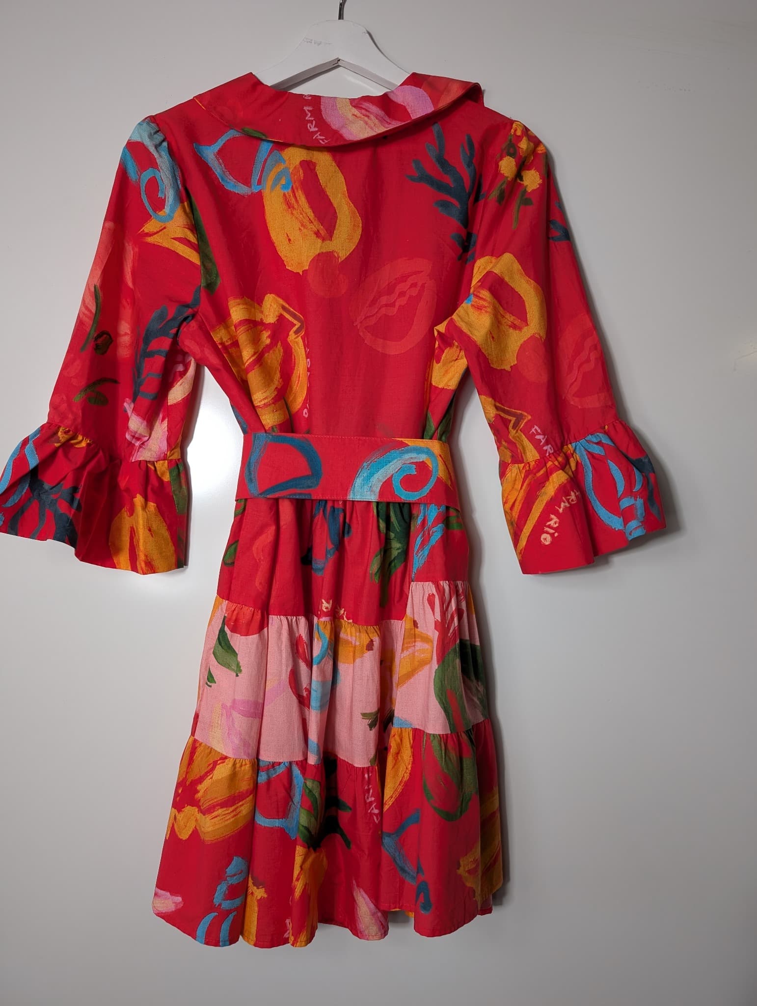Farm Rio Tropical Fruit Print Mini Shirt Dress Red Size S — photo 7 of 10