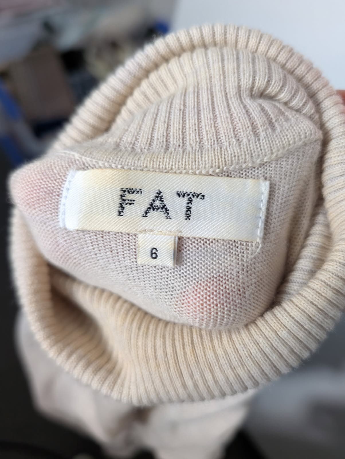 FAT Merino Wool Knit Turtleneck Midi Sweater Dress Beige Size 6 — photo 4 of 7