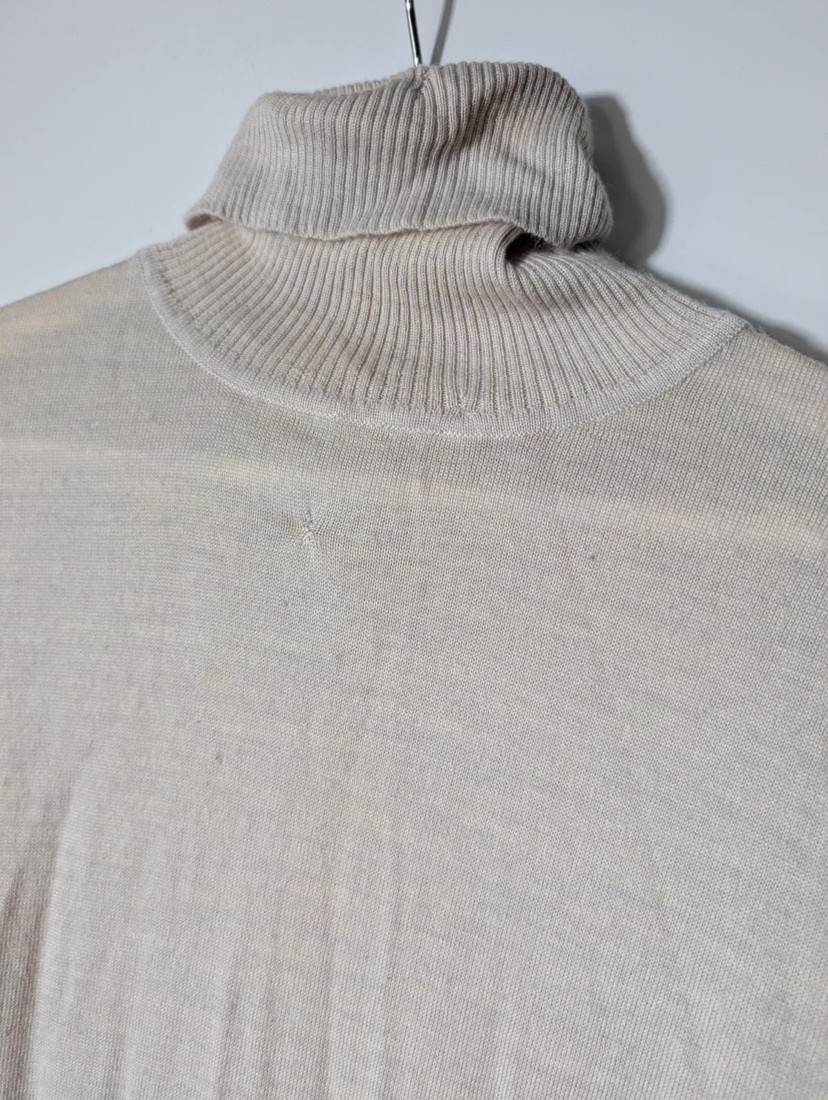 FAT Merino Wool Knit Turtleneck Midi Sweater Dress Beige Size 6 — photo 6 of 7