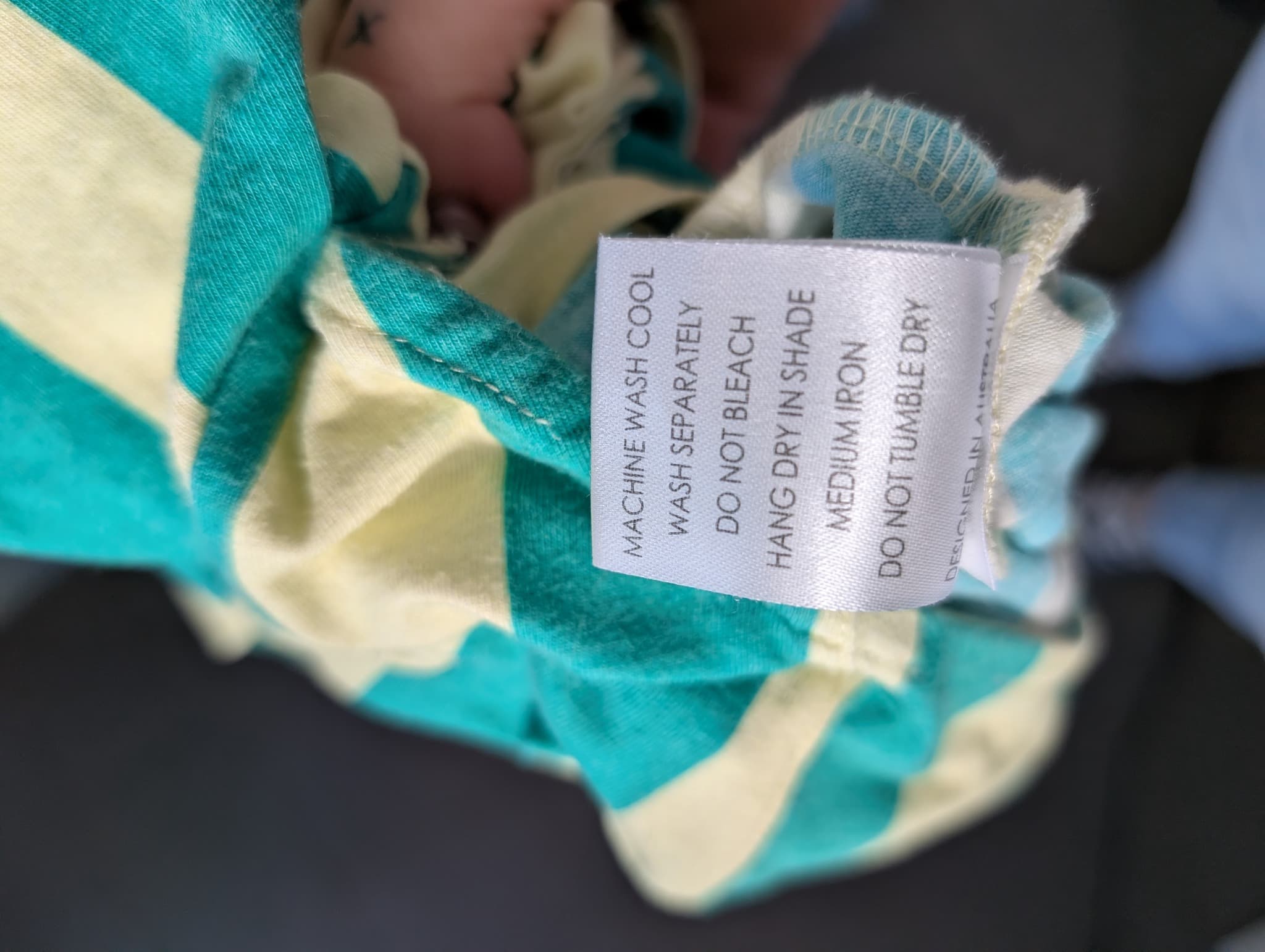 FEATHER/DRUM Striped Ruffle Sleeve Romper Teal & Cream Size 10 — photo 7 of 8