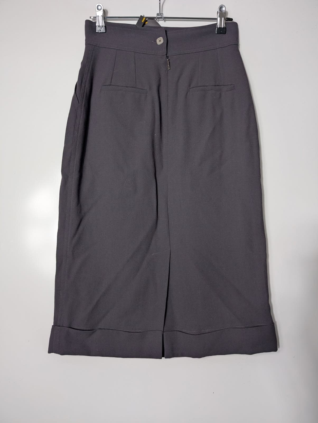 Fendi High-Waisted Midi Skirt - Dark Grey Wool Size 40 — photo 5 of 9