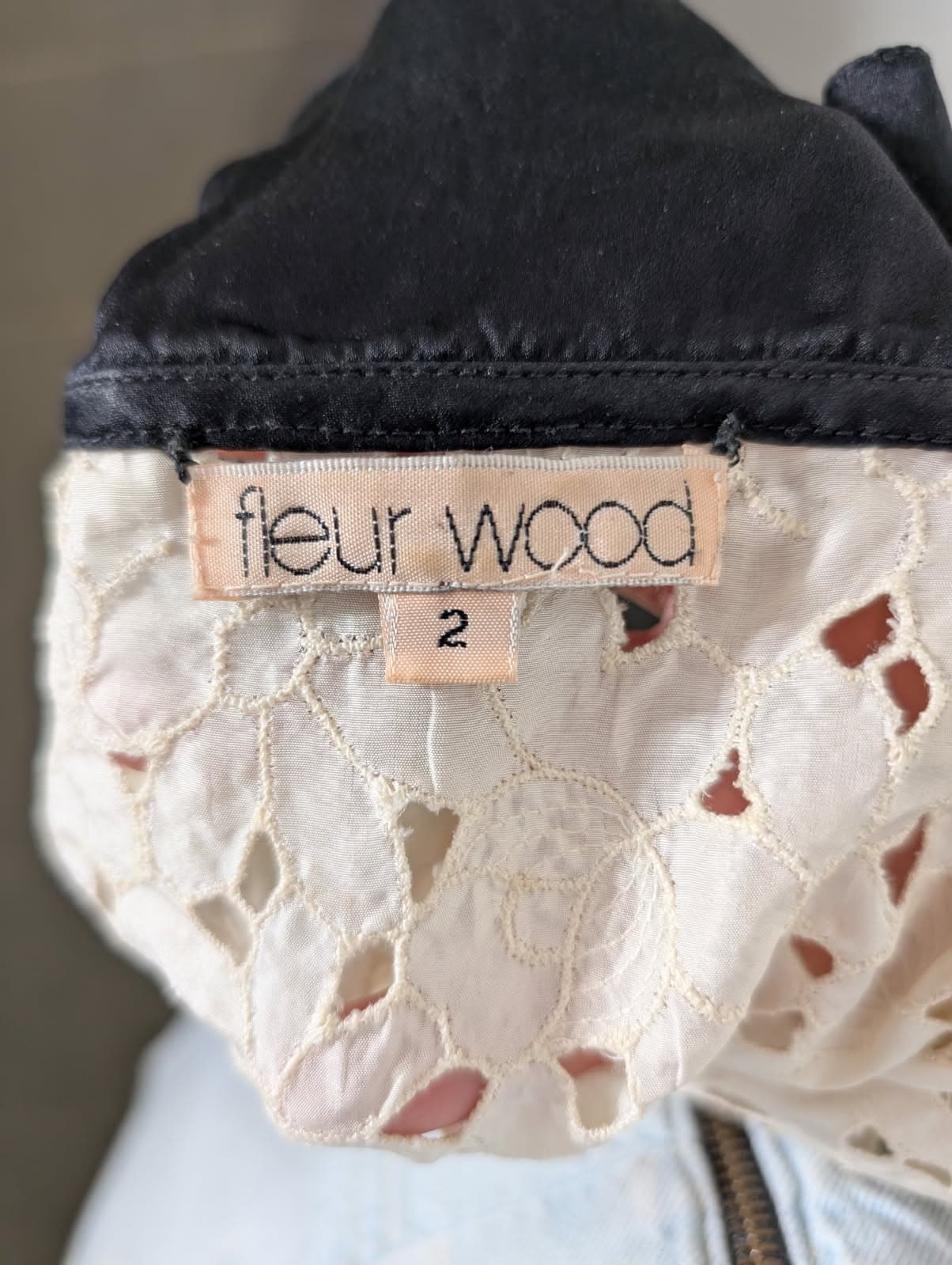 Fleur Wood Silk Lace Camisole - Cream & Black Ruffle Trim Size 2 — photo 4 of 6