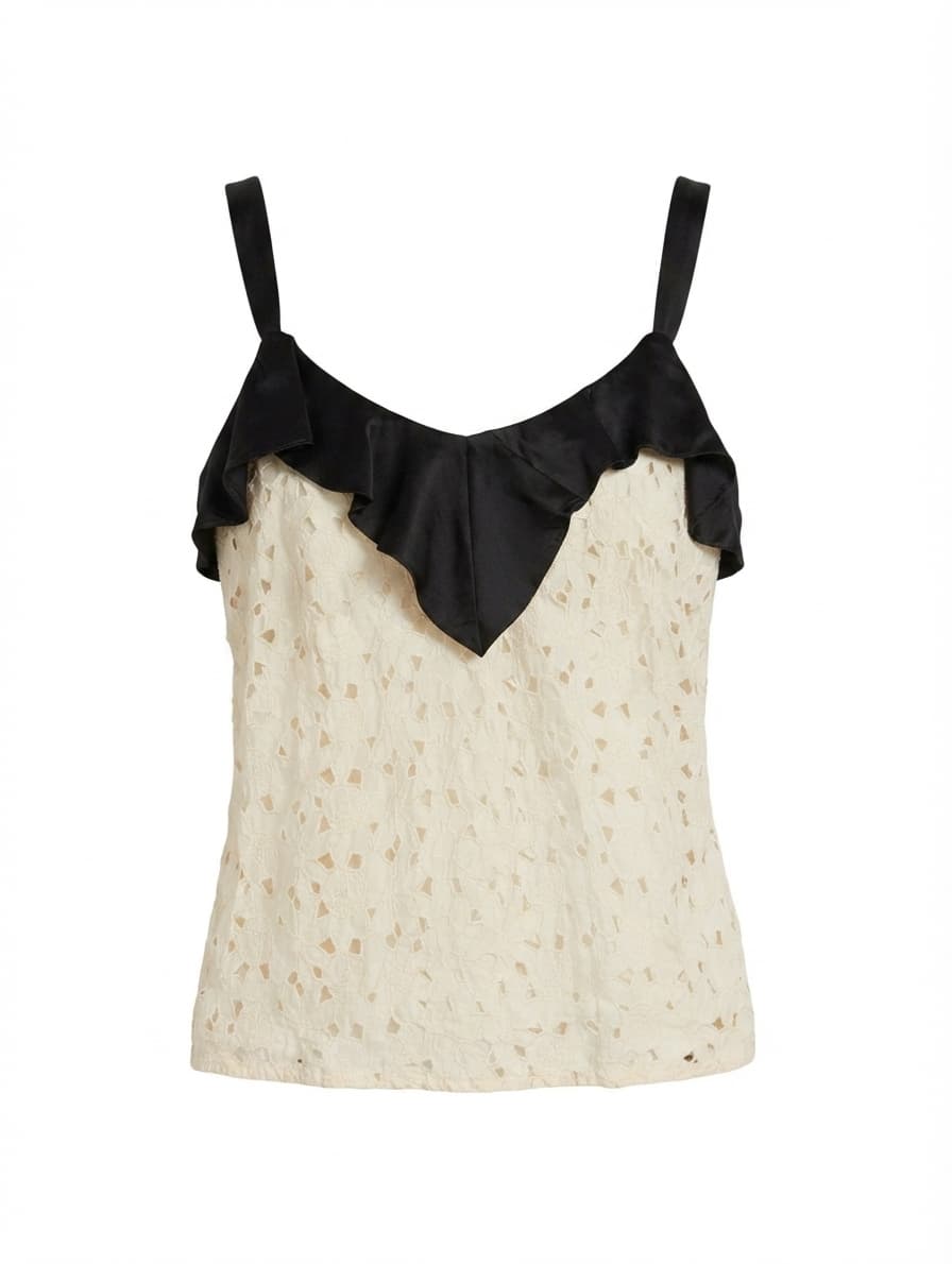 Fleur Wood Silk Lace Camisole Cream & Black Size 2 — photo 1 of 6