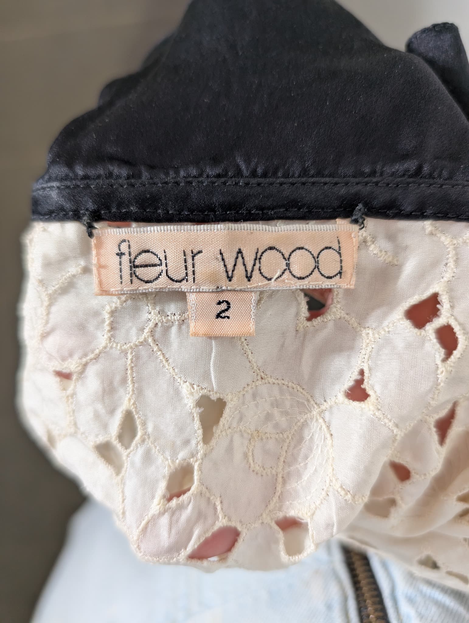 Fleur Wood Silk Lace Camisole Cream & Black Size 2 — photo 5 of 6