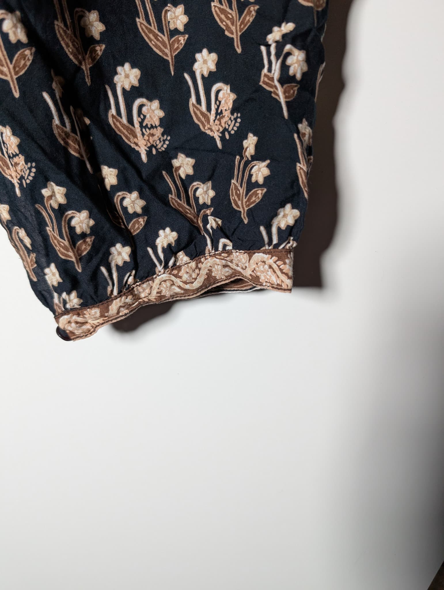 Floral Tunic Dress Black and Tan Size L — photo 4 of 6