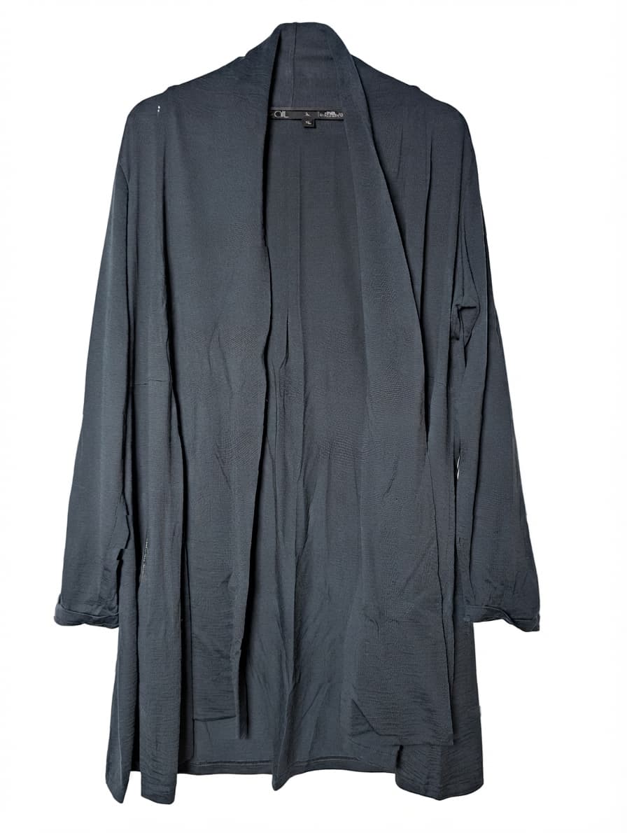 Foil Open Front Cardigan Pure Merino Wool Grey Size XL — photo 1 of 8