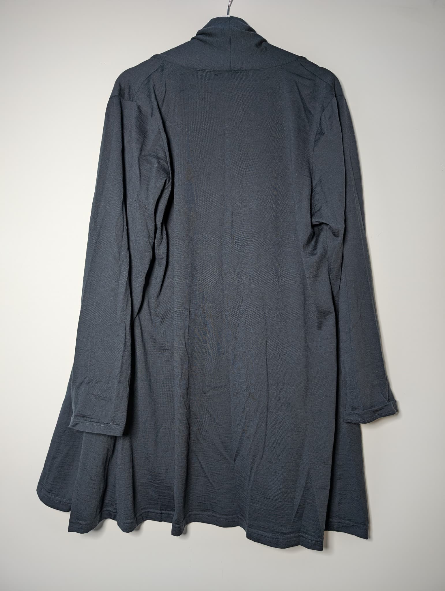 Foil Open Front Cardigan Pure Merino Wool Grey Size XL — photo 4 of 8