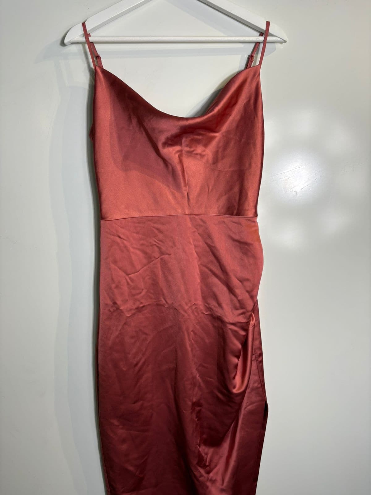 Forever New Satin Cowl Neck Midi Dress Rust Red AU 10 — photo 4 of 4