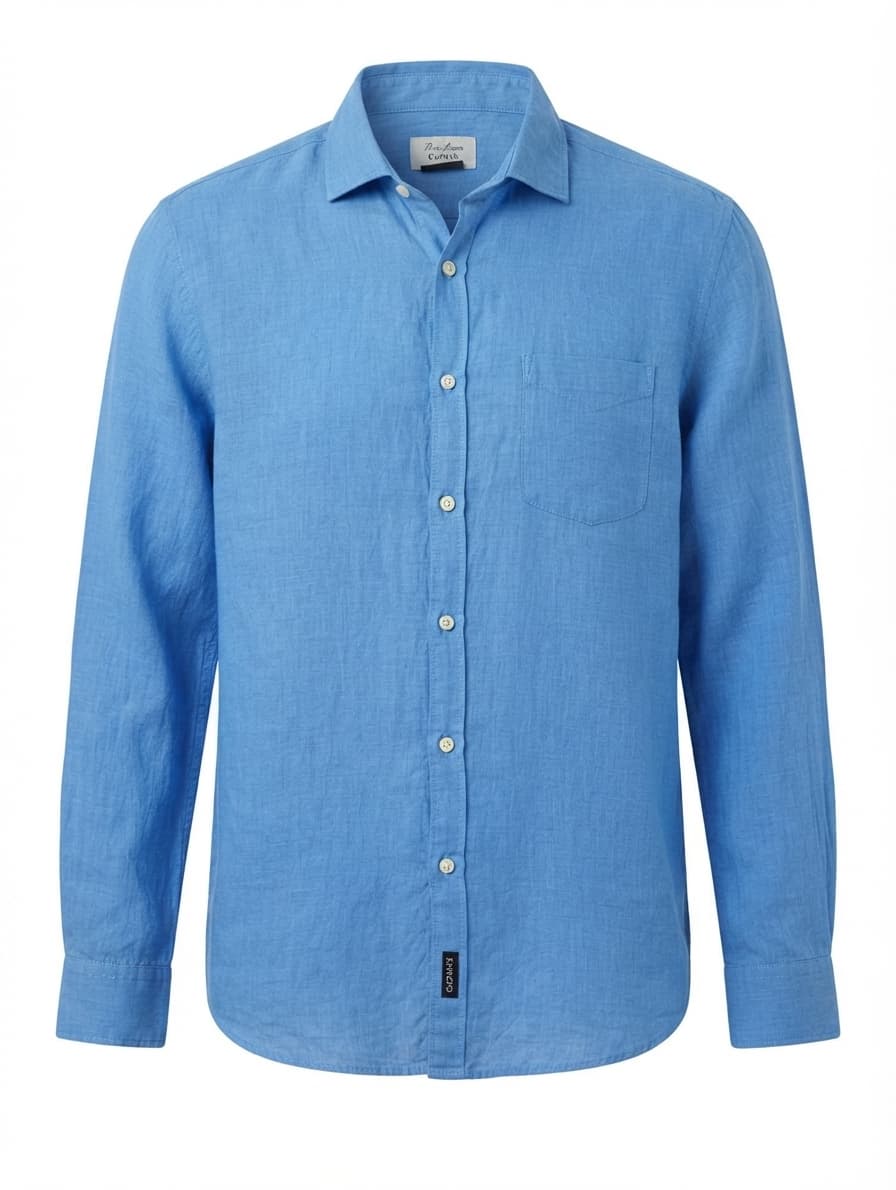 Gazman Men's Long Sleeve Button Down Shirt Blue Linen Medium — photo 1 of 7