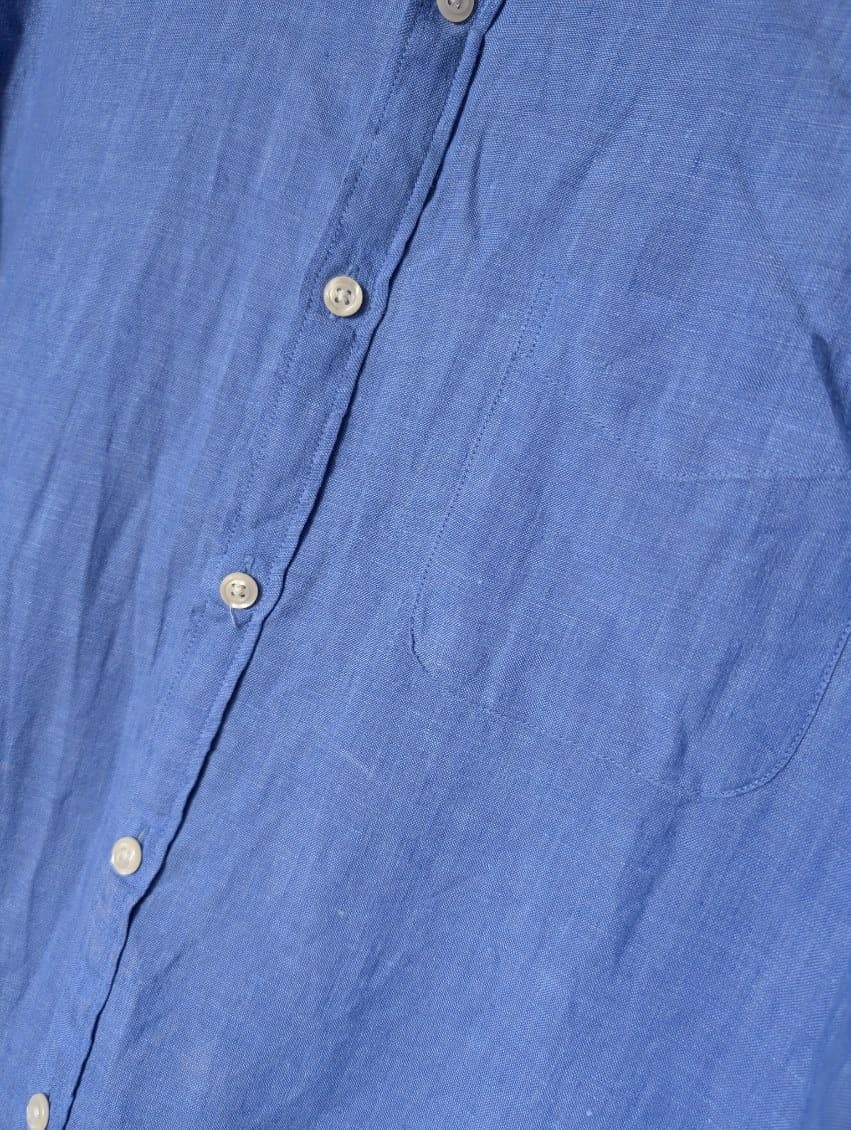 Gazman Men's Long Sleeve Button Down Shirt Blue Linen Medium — photo 2 of 7
