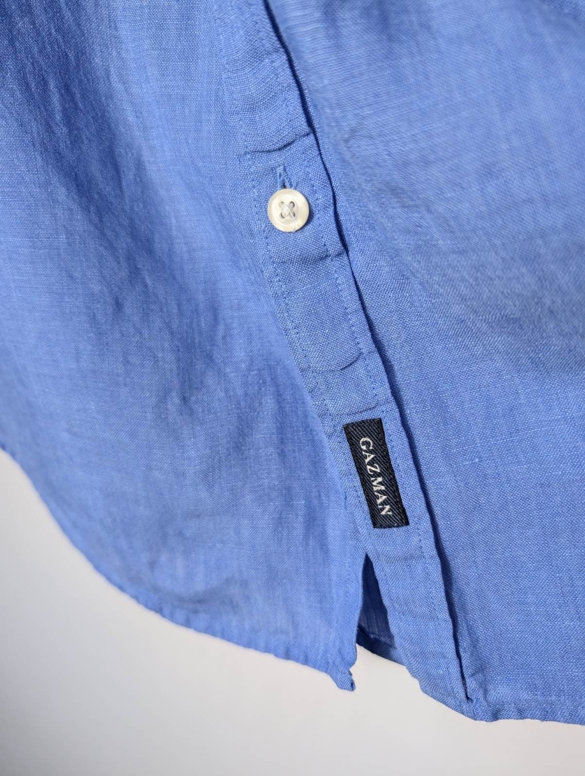 Gazman Men's Long Sleeve Button Down Shirt Blue Linen Medium — photo 3 of 7
