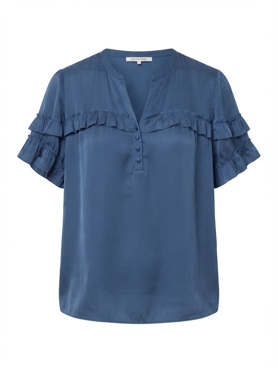 Gerard Darel Ruffle Blouse Blue EU 36 — photo 1 of 7