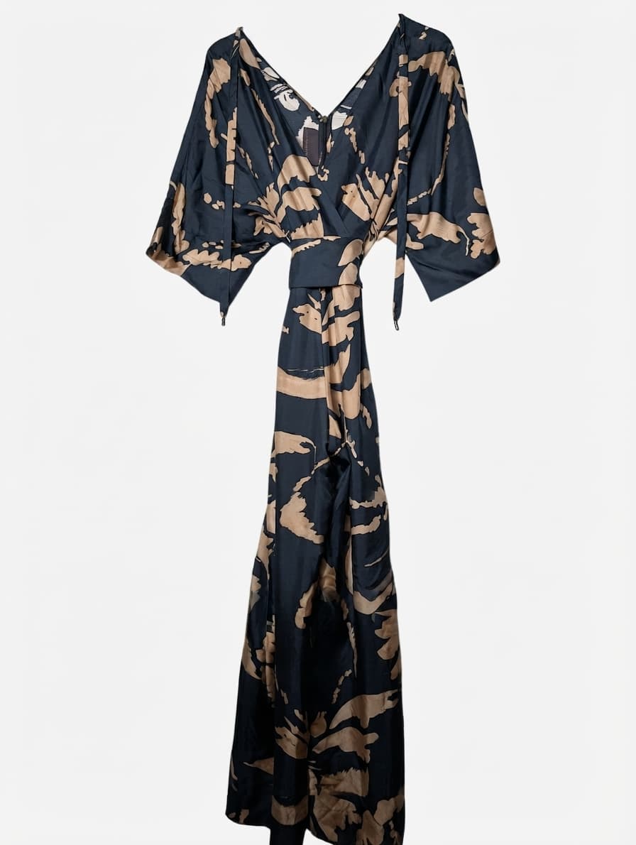 Ginger & Smart Abstract Print Jumpsuit Dark Blue and Tan Size 8 — photo 1 of 15