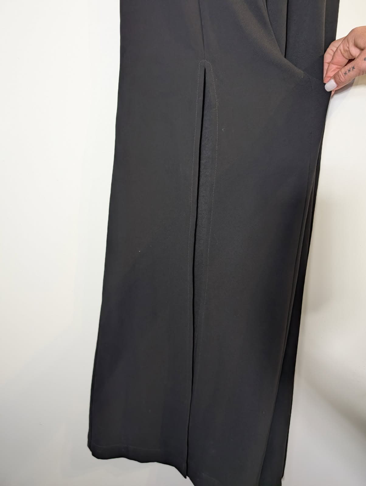 Ginger & Smart Black Strapless Wide-Leg Jumpsuit with Front Slits — photo 4 of 7