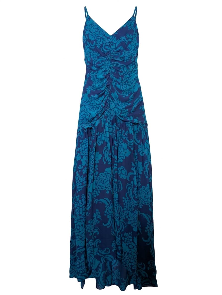 Ginger & Smart Blue Floral Ruched Maxi Dress — photo 1 of 5