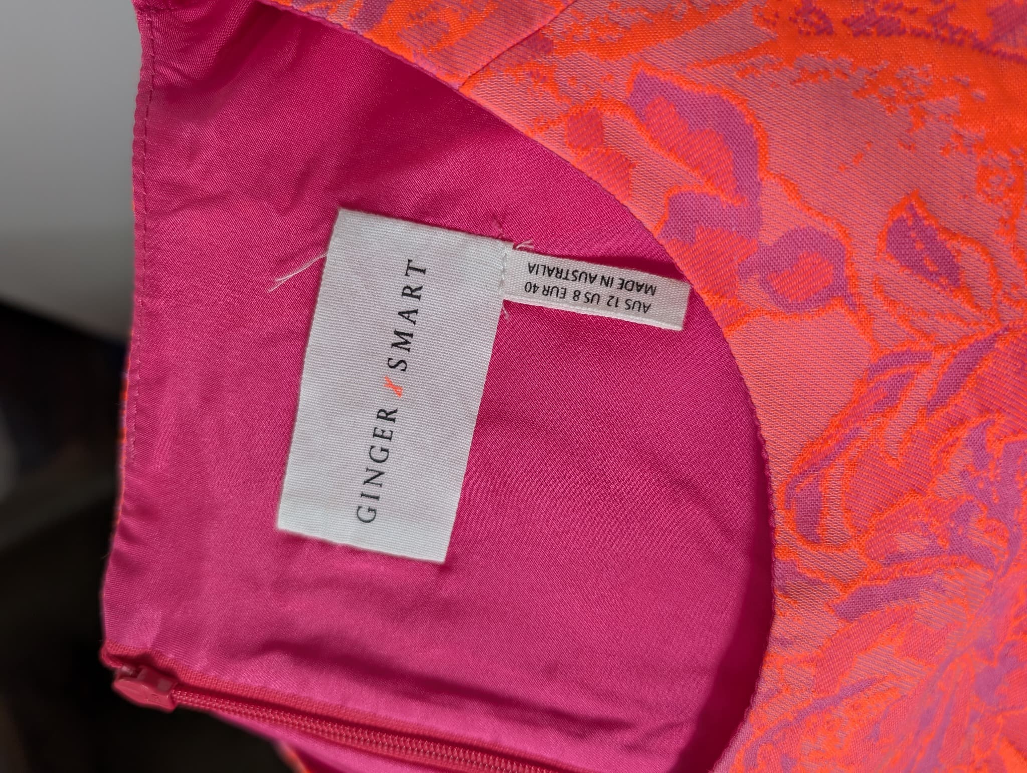 Ginger & Smart Floral Jacquard Shift Dress Pink & Orange AU 12 — photo 6 of 8