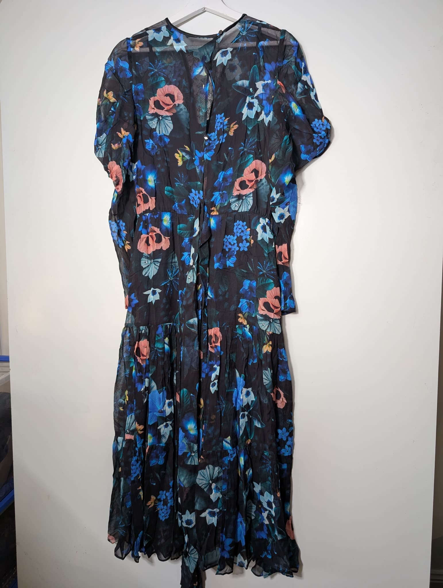 GINGER&SMART Floral Midi Dress Black Blue Pink Size 8 — photo 5 of 9