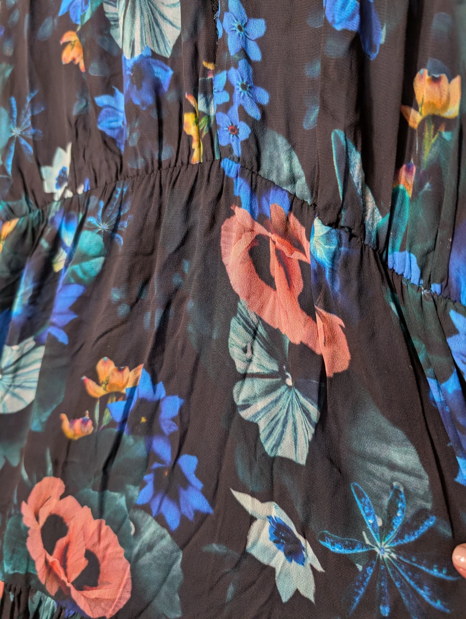 GINGER&SMART Floral Midi Dress Black Blue Pink Size 8 — photo 2 of 9