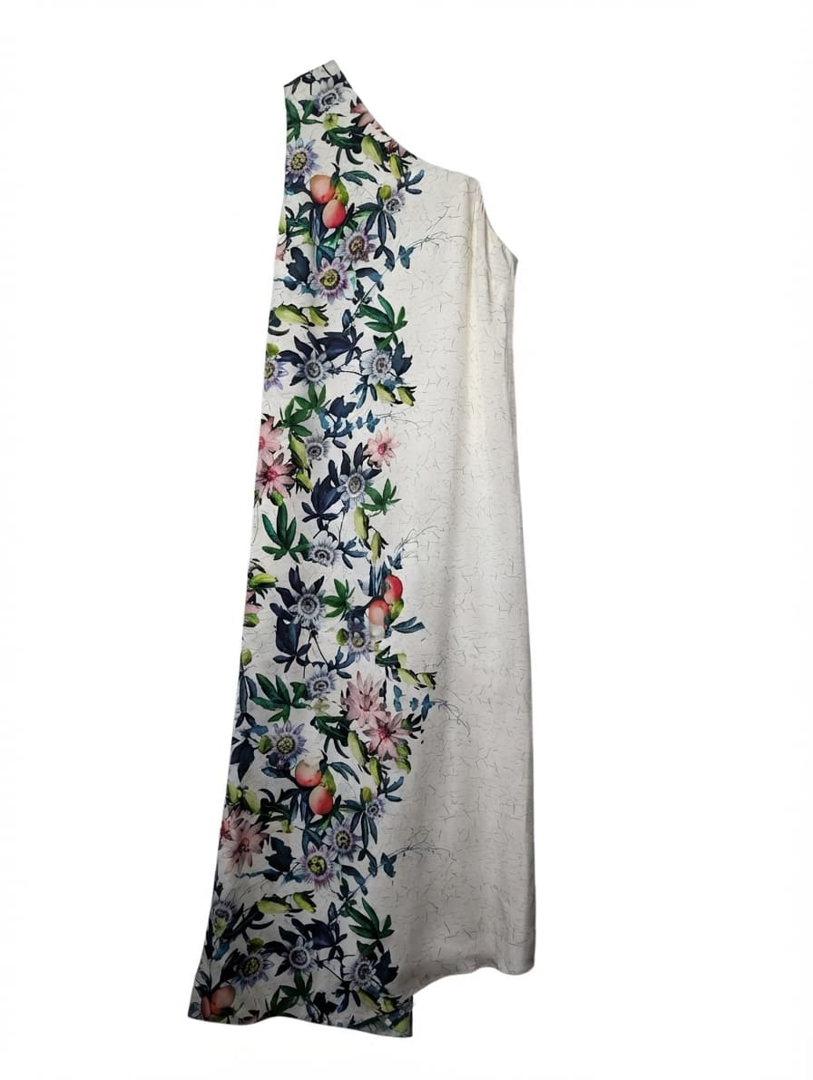 Ginger & smart Floral One-Shoulder Maxi Dress 100% Silk White Size:8 — photo 1 of 8