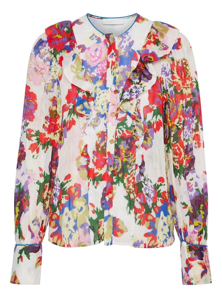 Ginger & Smart Floral Silk Ruffle Blouse - Size L — photo 1 of 7