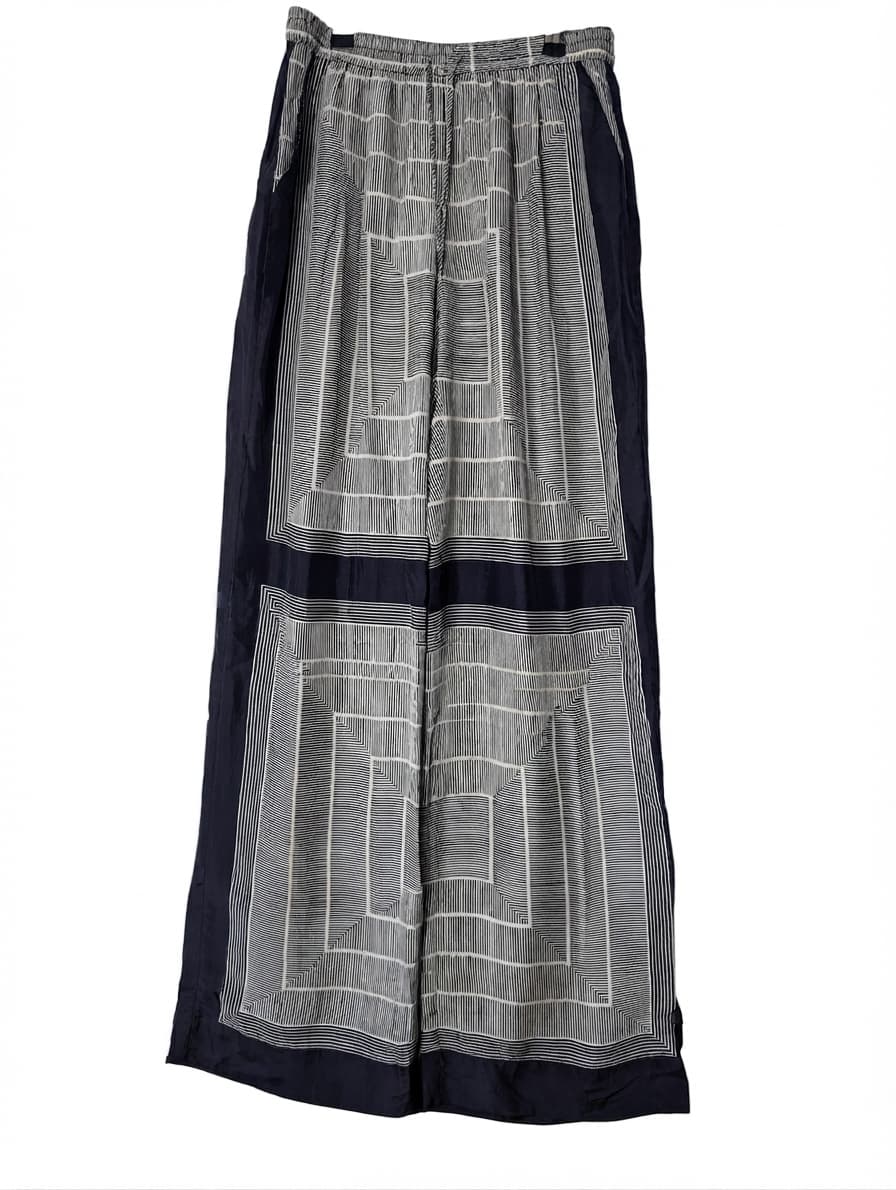 Ginger & Smart Geometric Print Wide-Leg Pants Navy White Size 8 — photo 1 of 9