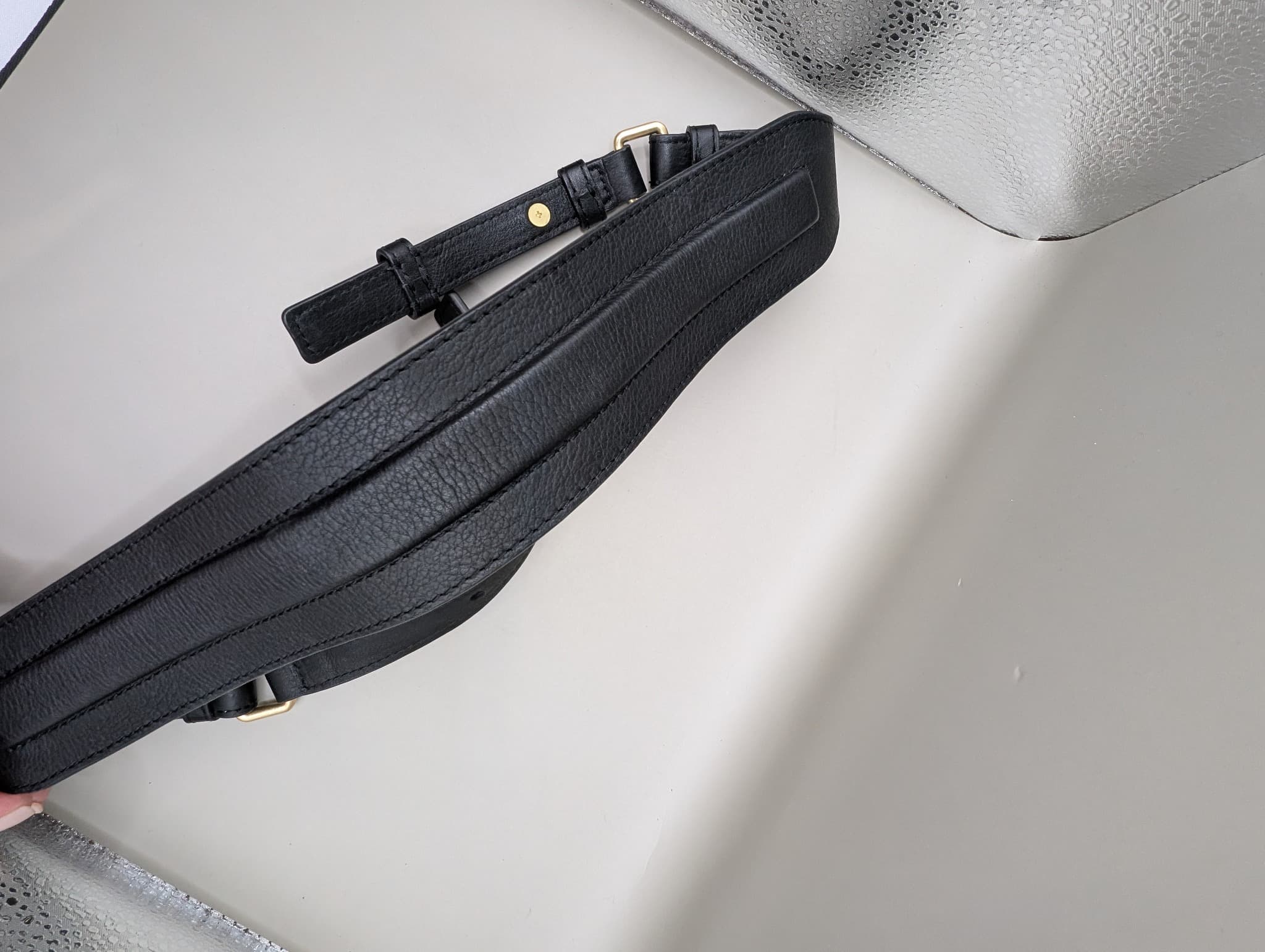 Ginger & Smart Leather Bag Strap Black Gold Hardware Size S — photo 3 of 7
