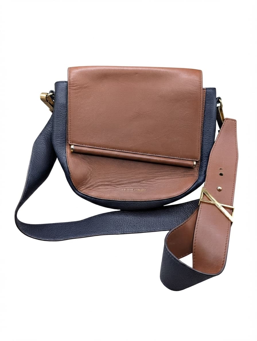 Ginger & Smart Leather Saddle Crossbody Bag Navy and Tan — photo 1 of 8