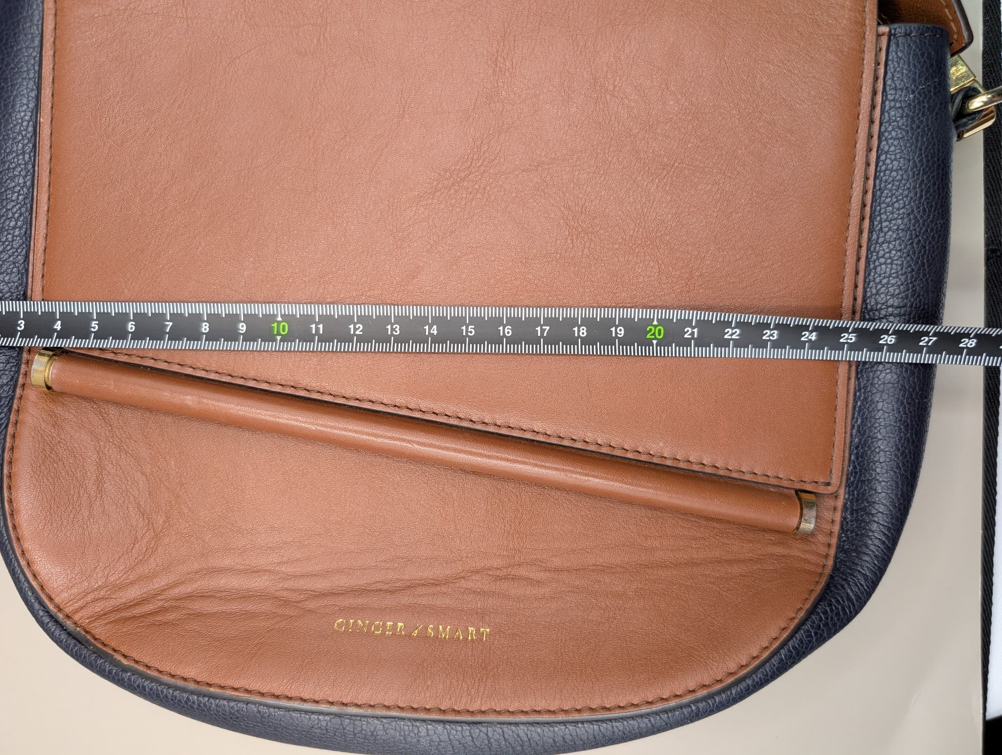 Ginger & Smart Leather Saddle Crossbody Bag Navy and Tan — photo 8 of 8