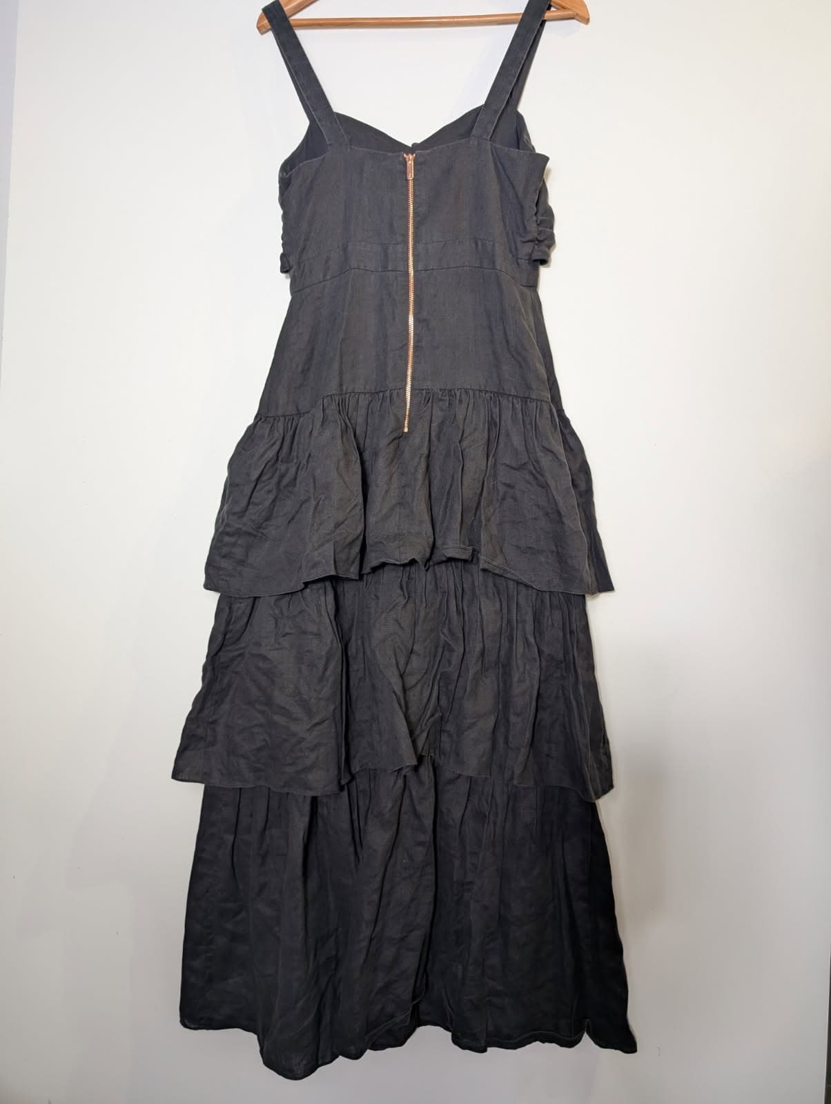Ginger & Smart Linen Tiered Midi Dress - Black Size 8 — photo 7 of 7