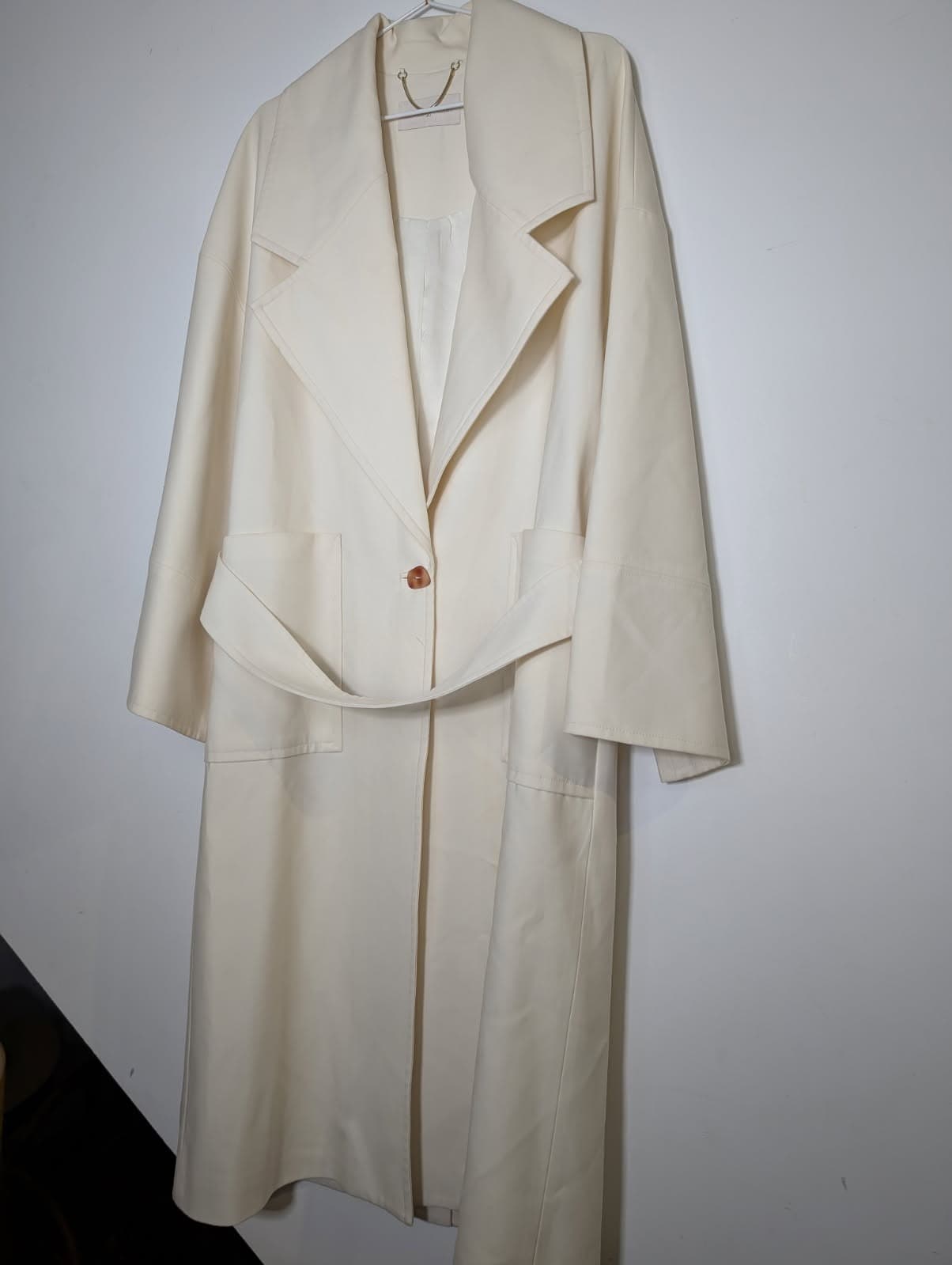 Ginger & Smart Longline Coat Cream With Gold Chain Detail — photo 1 of 7